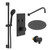 Colore Round Matt Black Concealed Push Button Twin Thermostatic Shower Valve Including 200mm Thin Round Fixed Shower Head with Wall Arm and Slide Rail Kit Left Hand Side View