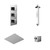 Cubix Polished Chrome Triple Thermostatic Shower Valve and 300mm Thin Square Fixed Head with Ceiling Arm and 4 Square Body Jets Left Hand Side View thumbnail