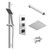 Cubix Polished Chrome Triple Thermostatic Shower Valve and 200mm Square Fixed Head with Wall Arm and Severn Shower Slide Rail Kit with Round Elbow Right Hand Side View