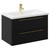 Napoli Nero Oak 800mm Wall Mounted Vanity Unit with 1 Tap Hole Basin and 2 Drawers with Brushed Brass Handles Left Hand Side View