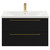 Napoli Nero Oak 800mm Wall Mounted Vanity Unit with 1 Tap Hole Basin and 2 Drawers with Brushed Brass Handles Front View