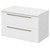 Napoli Gloss White 800mm Wall Mounted Vanity Unit for Countertop Basins with 2 Drawers and Brushed Brass Handles Right Hand Side View