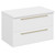 Napoli Gloss White 800mm Wall Mounted Vanity Unit for Countertop Basins with 2 Drawers and Brushed Brass Handles Left Hand Side View