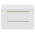 Napoli Gloss White 800mm Wall Mounted Vanity Unit for Countertop Basins with 2 Drawers and Brushed Brass Handles Front View