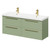Napoli Olive Green 1200mm Wall Mounted Vanity Unit with Ceramic Double Basin and 4 Drawers with Brushed Brass Handles Right Hand Side View Napoli Olive Green 1200mm Wall Mounted Vanity Unit with Ceramic Double Basin and 4 Drawers with Brushed Brass Handles Right Hand Side View