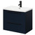 Napoli Deep Blue 600mm Wall Mounted Vanity Unit with 1 Tap Hole Curved Basin and 2 Drawers with Matt Black Handles Right Hand Side View