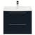 Napoli Deep Blue 600mm Wall Mounted Vanity Unit with 1 Tap Hole Curved Basin and 2 Drawers with Polished Chrome Handles Front View