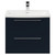 Napoli Deep Blue 600mm Wall Mounted Vanity Unit with 1 Tap Hole Curved Basin and 2 Drawers with Polished Chrome Handles Front View