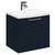 Napoli Deep Blue 500mm Wall Mounted Vanity Unit with 1 Tap Hole Curved Basin and Single Drawer with Polished Chrome Handle Left Hand Side View