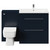 Napoli Deep Blue 1300mm Vanity Unit Toilet Suite with 1 Tap Hole Basin and 2 Drawers with Polished Chrome Handles Front View