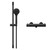 Colore Round Matt Black Thermostatic Bar Valve Mixer Shower with Round Slide Rail Kit Front View