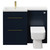 Napoli 390 Combination Deep Blue 1100mm Vanity Unit Toilet Suite with Left Hand L Shaped 1 Tap Hole Basin and 2 Drawers with Brushed Brass Handles Front View