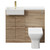 Napoli Combination Bordalino Oak 1000mm Vanity Unit Toilet Suite with Left Hand Square Semi Recessed 1 Tap Hole Basin and 2 Doors with Brushed Brass Handles Front View