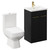 Turin Nero Oak 500mm Floor Standing Vanity Unit and Toilet Suite with 1 Tap Hole Basin and 2 Doors with Brushed Brass Handles Left Hand View