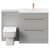 Napoli Gloss Grey Pearl 1300mm Vanity Unit Toilet Suite with 1 Tap Hole Basin and 2 Drawers with Brushed Brass Handles Front View
