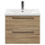 Napoli Bordalino Oak 600mm Wall Mounted Vanity Unit with 1 Tap Hole Basin and 2 Drawers with Gunmetal Grey Handles Front View