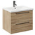 Napoli Bordalino Oak 600mm Wall Mounted Vanity Unit with 1 Tap Hole Basin and 2 Drawers with Gunmetal Grey Handles Left Hand View