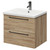 Napoli Bordalino Oak 600mm Wall Mounted Vanity Unit with 1 Tap Hole Basin and 2 Drawers with Gunmetal Grey Handles Right Hand View