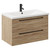 Napoli Bordalino Oak 800mm Wall Mounted Vanity Unit with 1 Tap Hole Basin and 2 Drawers with Matt Black Handles Left Hand View