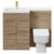 Napoli Combination Bordalino Oak 1100mm Vanity Unit Toilet Suite with Left Hand L Shaped 1 Tap Hole Basin and 2 Doors with Brushed Brass Handles Front View
