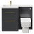 Napoli Combination Gloss Grey 1100mm Vanity Unit Toilet Suite with Left Hand L Shaped 1 Tap Hole Basin and 2 Drawers with Brushed Brass Handles Front View