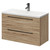 Napoli Bordalino Oak 800mm Wall Mounted Vanity Unit with 1 Tap Hole Curved Basin and 2 Drawers with Gunmetal Grey Handles Right Hand View