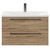 Napoli Bordalino Oak 800mm Wall Mounted Vanity Unit with 1 Tap Hole Curved Basin and 2 Drawers with Gunmetal Grey Handles Front View