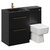 Venice Square Nero Oak 1100mm Vanity Unit Toilet Suite with Left Hand Anthracite Glass 1 Tap Hole Basin and 2 Drawers with Brushed Brass Handles Left Hand View