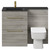 Venice Square Molina Ash 1100mm Vanity Unit Toilet Suite with Left Hand Anthracite Glass 1 Tap Hole Basin and 2 Drawers with Brushed Brass Handles Front View