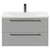 Napoli Gloss Grey Pearl 800mm Wall Mounted Vanity Unit with 1 Tap Hole Curved Basin and 2 Drawers with Gunmetal Grey Handles Front View
