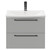 Napoli Gloss Grey Pearl 600mm Wall Mounted Vanity Unit with 1 Tap Hole Curved Basin and 2 Drawers with Gunmetal Grey Handles Front View