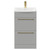 Napoli Gloss Grey Pearl 500mm Floor Standing Vanity Unit with 1 Tap Hole Curved Basin and 2 Drawers with Brushed Brass Handles Front View
