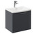 Napoli Gloss Grey 500mm Wall Mounted Vanity Unit with 1 Tap Hole Curved Basin and Single Drawer with Polished Chrome Handle Left Hand View