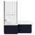 Loire 1700mm Left Hand L Shaped Shower Bath with Polished Chrome Towel Rail Bath Screen and Deep Blue Front and End Bath Panels Front View