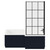 Loire 1700mm Right Hand L Shaped Shower Bath with Matt Black Bath Screen and Deep Blue Front and End Bath Panels Front View