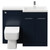Napoli Combination Deep Blue 1100mm Vanity Unit Toilet Suite with Right Hand L Shaped 1 Tap Hole Basin and 2 Doors with Polished Chrome Handles Front View