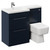 Napoli Combination Deep Blue 1100mm Vanity Unit Toilet Suite with Left Hand L Shaped 1 Tap Hole Basin and 2 Drawers with Polished Chrome Handles Left Hand Side View