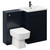 Napoli Deep Blue 1100mm Vanity Unit Toilet Suite with 1 Tap Hole Basin and 2 Doors with Matt Black Handles Left Hand View