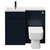 Napoli Combination Deep Blue 1000mm Vanity Unit Toilet Suite with Left Hand L Shaped 1 Tap Hole Basin and 2 Doors with Matt Black Handles Front View