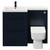 Napoli Combination Deep Blue 1100mm Vanity Unit Toilet Suite with Left Hand L Shaped 1 Tap Hole Basin and 2 Drawers with Matt Black Handles Front View