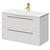 Napoli Gloss White 800mm Wall Mounted Vanity Unit with 1 Tap Hole Curved Basin and 2 Drawers with Brushed Brass Handles Right Hand View