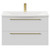 Napoli Gloss White 800mm Wall Mounted Vanity Unit with 1 Tap Hole Curved Basin and 2 Drawers with Brushed Brass Handles Front View