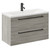 Napoli Molina Ash 800mm Wall Mounted Vanity Unit with 1 Tap Hole Curved Basin and 2 Drawers with Matt Black Handles Left Hand View