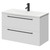 Napoli Gloss White 800mm Wall Mounted Vanity Unit with 1 Tap Hole Curved Basin and 2 Drawers with Matt Black Handles Right Hand View