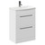 Napoli Gloss White 600mm Floor Standing Vanity Unit with 1 Tap Hole Curved Basin and 2 Drawers with Gunmetal Grey Handles Left Hand View