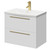 Napoli Gloss White 600mm Wall Mounted Vanity Unit with 1 Tap Hole Curved Basin and 2 Drawers with Brushed Brass Handles Right Hand View