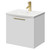 Napoli Gloss White 500mm Wall Mounted Vanity Unit with 1 Tap Hole Curved Basin and Single Drawer with Brushed Brass Handle Right Hand View