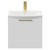 Napoli Gloss White 500mm Wall Mounted Vanity Unit with 1 Tap Hole Curved Basin and Single Drawer with Brushed Brass Handle Front View
