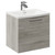 Napoli Molina Ash 500mm Wall Mounted Vanity Unit with 1 Tap Hole Curved Basin and Single Drawer with Polished Chrome Handle Left Hand View