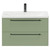 Napoli Olive Green 800mm Wall Mounted Vanity Unit with 1 Tap Hole Curved Basin and 2 Drawers with Gunmetal Grey Handles Front View